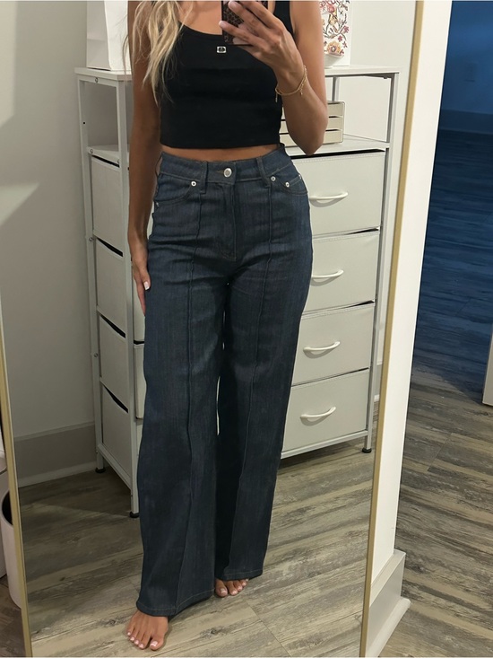 Zara Denim - Zara Dark Indigo High-Rise Wide-Leg Jeans